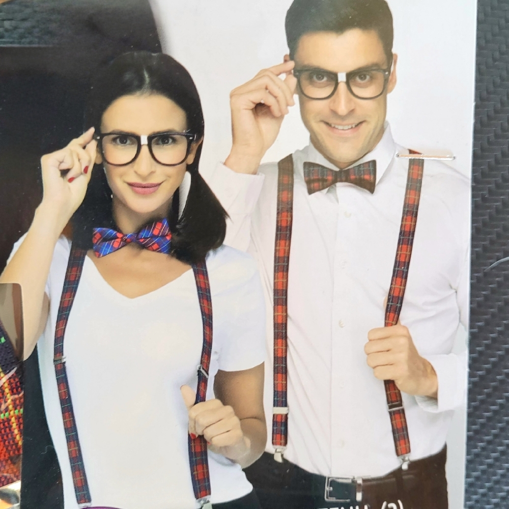 Couples Costume SET of TWO Nerd Suspenders Sets
